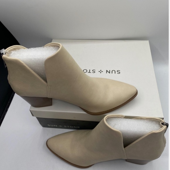 The Eliza Women's Faux Leather Almond Toe Ankle Boots by Sun + Stone - Picture 5 of 6